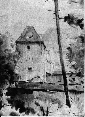 Artur Leiter: Kronstadt, alte Stadtmauer. Aquarell, 1956.