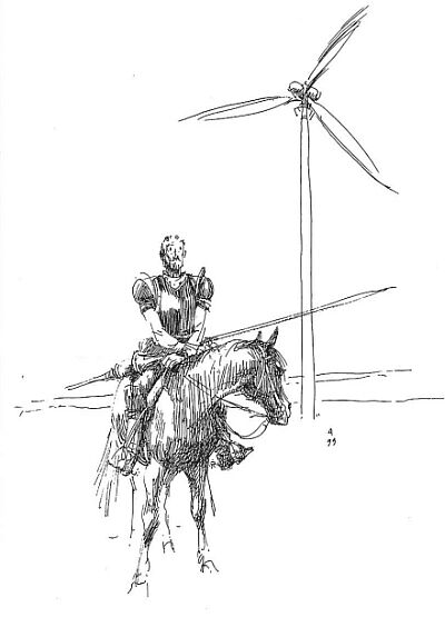 Helmut von Arz: Don Quichote, Federzeichnung.
