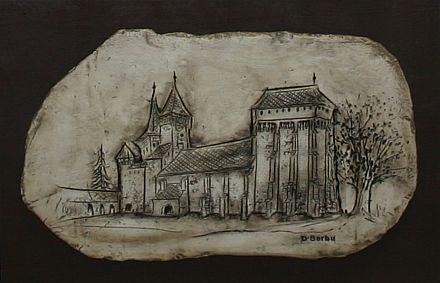 Kirchenburg Kleinschelken, Baso-Relief von David Serbu. Foto: Christian Melzer