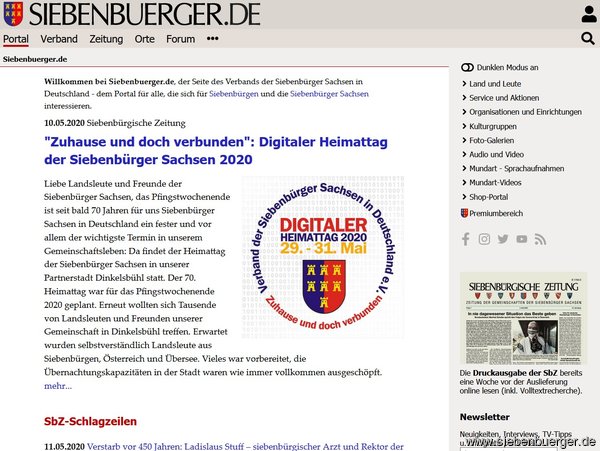 Die neue Startseite ab Mai 2007 - auf Desktoprechnern