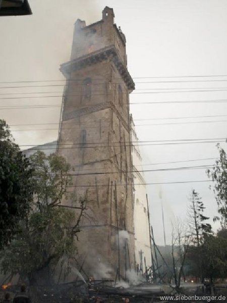 Evangelische Stadtpfarrkirche in Bistritz: Der Brand ist gelscht