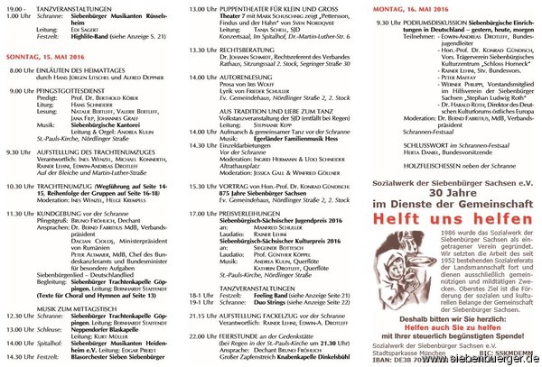 Das vollständige Programm des Heimattages 2016 (Teil 2/2) Das vollständige Programm des Heimattages 2016 (Teil 2/2)