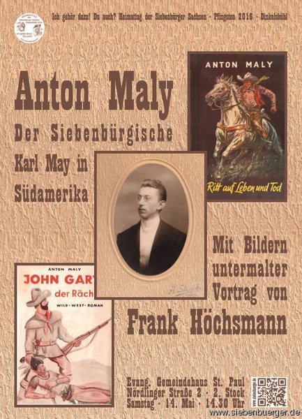 Plakat Vortrag Anton Maly  Der Siebenbrgische Karl May in Sdamerika