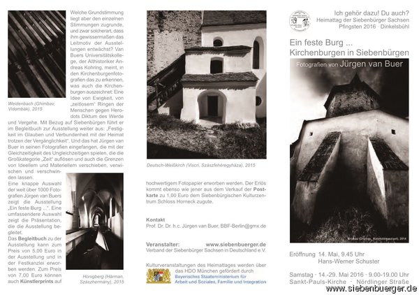 Faltblatt Ausstellung „Ein’ feste Burg … Kirchenburgen in Siebenbürgen" Faltblatt Ausstellung „Ein’ feste Burg … Kirchenburgen in Siebenbürgen"