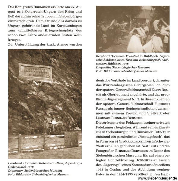 Faltblatt Ausstellung Der Erste Weltkrieg in Siebenbrgen. Aus dem Fototagebuch eines deutschen Offiziers