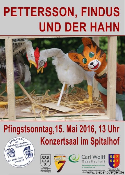 Plakat Puppentheater „Pettersson, Findus und der Hahn“. Plakat Puppentheater „Pettersson, Findus und der Hahn“.