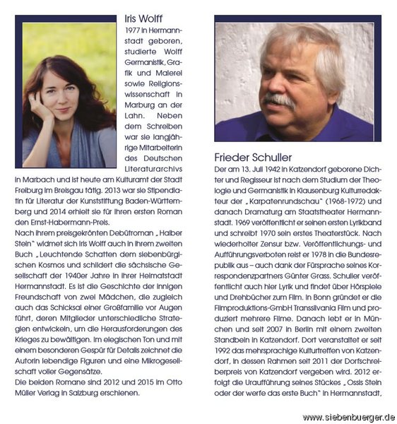 Flyer Autorenlesung Iris Wolff & Frieder Schuller