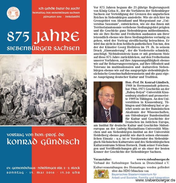 Faltblatt 875 Jahre Siebenbrger Sachsen