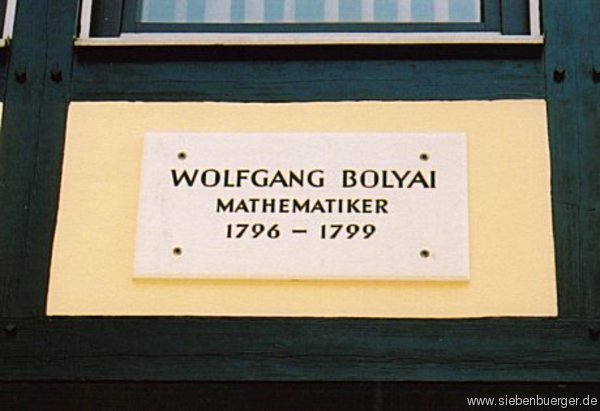Goettinge. Gedenktafel an der gew. Wohnung des Mathematikers Wolfgang Bolyai  aus Bolya(=Bell) Geschickt: Georg Schoenpflug von Gambsenberg
