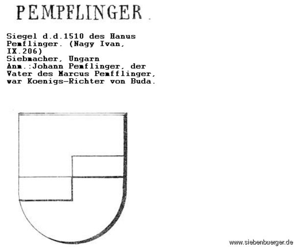 Wappen des Herren Pemfflinger. Geschickt:Georg Schoenpflug  von Ganbsenberg
