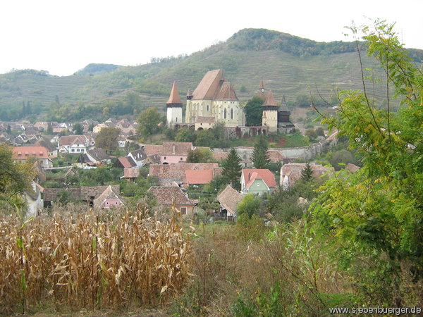 Blick auf die Kirchenburg vom Hirsenberg