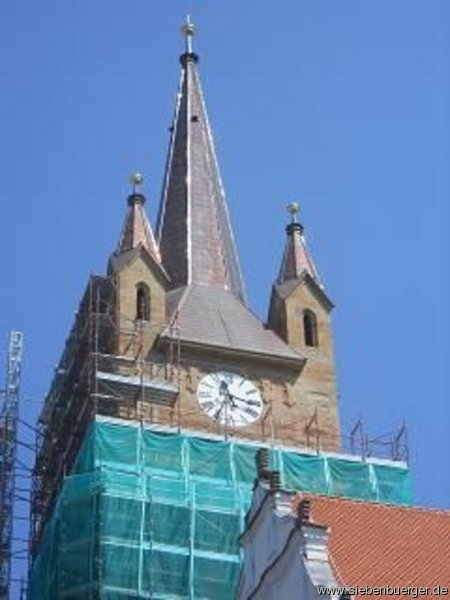 Turm der Stadtpfarrkirche aus Bistritz/Nsnerland