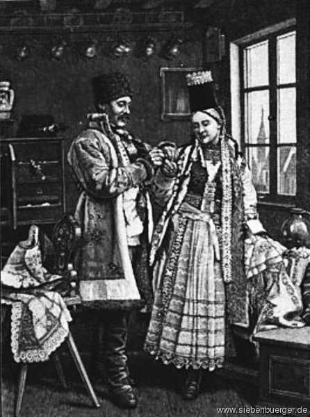 Schsisches Brautpaar aus Bistritz im Nsnerland um 1800