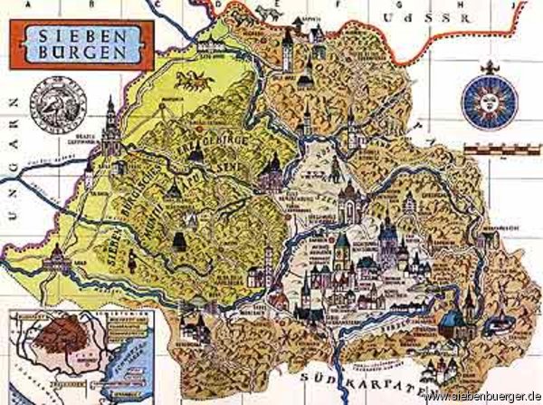 Alte detaillierte Landkarte zu Siebebrgen