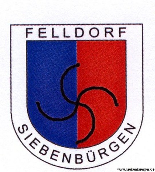 Wappen der HOG, mit dem Brandzeichen von Felldorf 