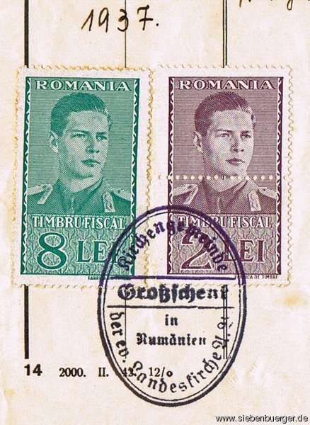 Fiskale Briefmarken Taufmatrikel-Taufschein vom Groschenker Helmut Melzer