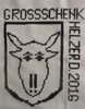 Großschenker Ochsenkopf als Orts-Wappen des Harbachtales in Kreuzstich-Muster