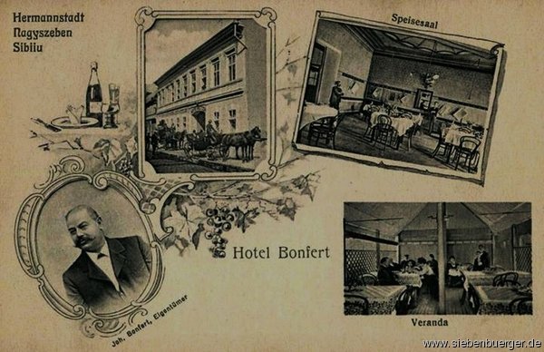 Hotel Bonfert - alte Postkarte aus Hermannstadt