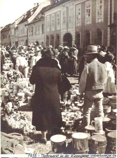 Tpfermarkt in Hermannstadt im Jahre 1935