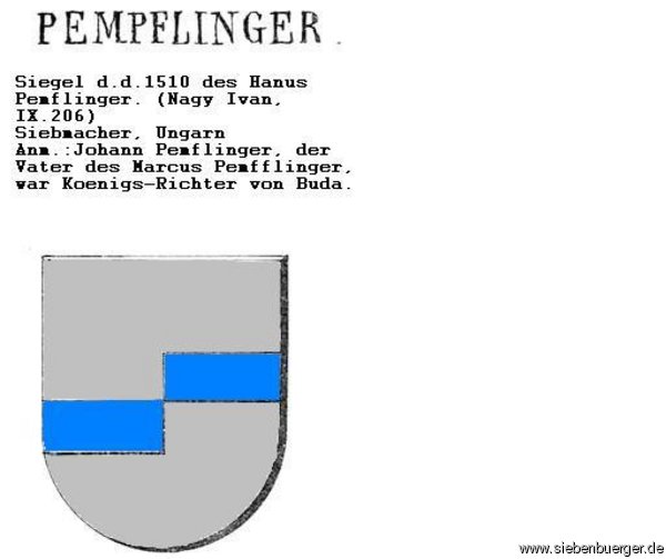 Wappen Pemfflinger. Farben. Rekonstit. Georg Schoenpflug von Gambsenberg