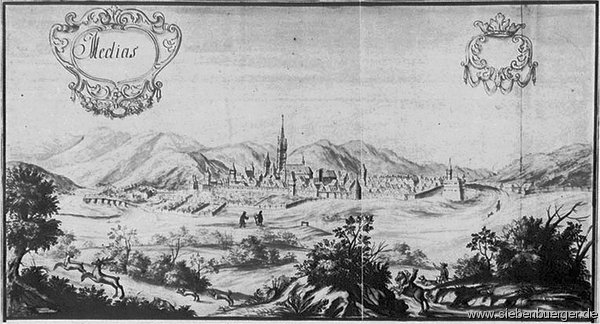 Mediasch. Conrad von Weiss 1735.2.vergrssert. Geschickt: Georg Schoenpflug von Gambsenberg