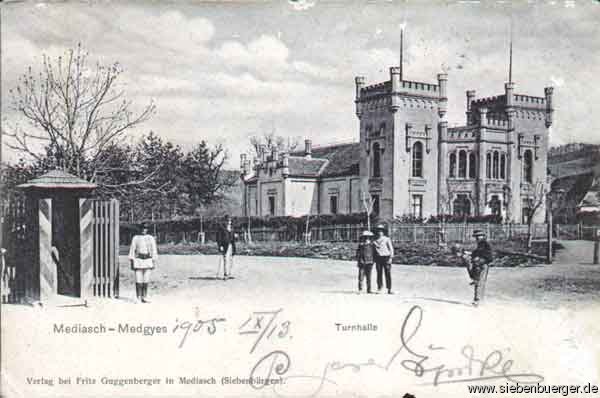 Mediasch-medgyes. Turnhalle.cca 1905. Geschickt: Georg Schoenpflug von Gambsenberg