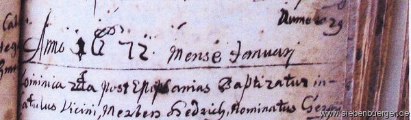 1672  NOMINATUS Georgius HEDRICH  aus RODE