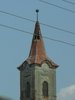 Eindeckung des Kirchturmes in Rumes