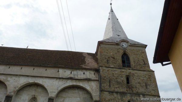 Das noch nicht renovierte Kirchendach 2014. Im Herbst 2017 wurden Kirchendach und Turmhaube saniert.