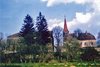 Kirche und Pfarrhaus von Sueden aus - in den 70-er - 80-er Jahren