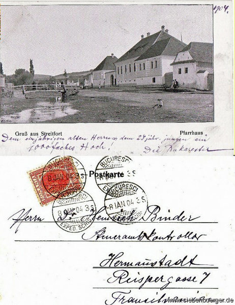 GRU AUS STREITFORT am Kleinen Homorod im Repser Lndchen/Transilvanien-Postkarte um 1904