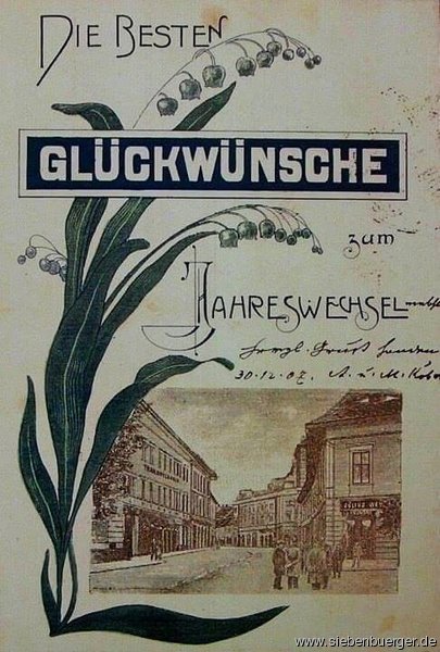 Postkarte aus Siebenbrgen zum Jahreswechsel