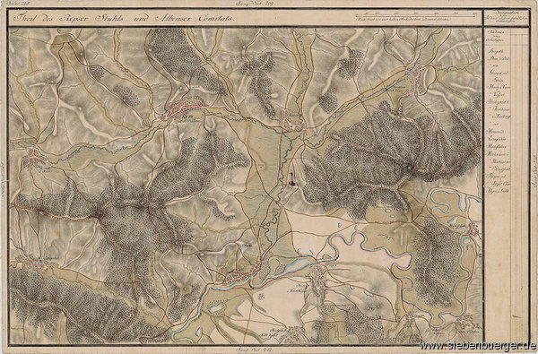 sterreich-Ungarn: Grofrstentum-Siebenbrgen-->Landkarte-Streitfort-Josephinische-Landaufnahme um 1700