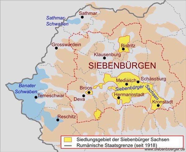 Landkarte der Siedlungen der Siebenbrger Sachsen 