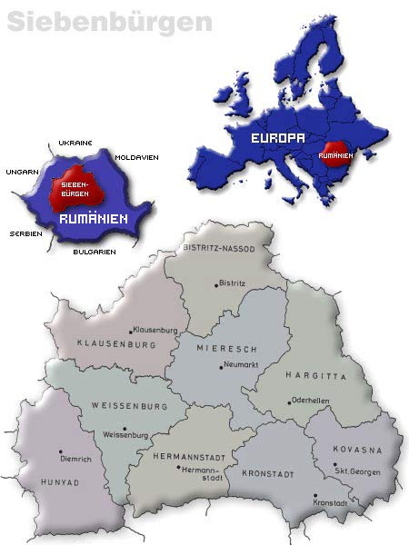 Karte und Lage von Siebenbürgen, Transilvania, Ardeal, Erdély