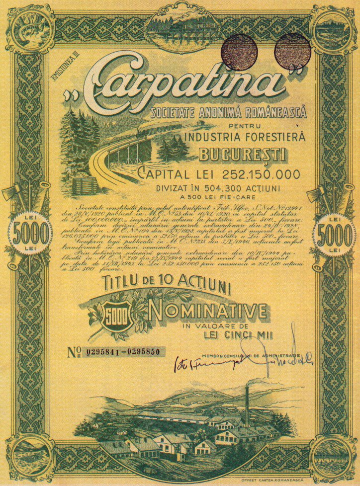 Carpatina - Societate Anonima Romaneasca pentru industria Forestiera - Bucuresti